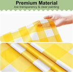 20 Packs Buffalo Disposable Table Cloth, 54 x 108 Inch Waterproof Plastic Tablecloth, Rectangle Yellow and White Checkered Table Covers for Picnic, Birthday, Party, Back to School