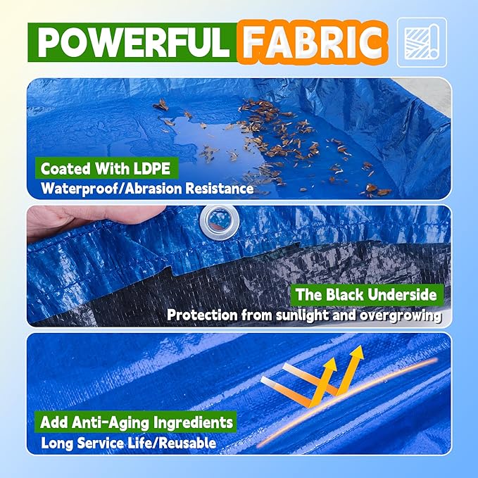 22Ft Pool Covers for(18F)Above Ground Pools, Winter Pool Cover,Heavy Duty Above Ground Pool Cover Includes Winch and Cable,UV Protection, Strength&Durability,Blue/Black(Cover Only)