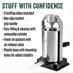 LEM Products 5 lb Sausage Stuffer, For Beginners & First-Time Sausage Making, Includes Stuffing Tubes, Removable Cylinder for Easy Cleaning, Air-Release Piston, Meat Stuffer Machine