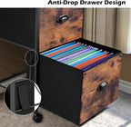 TOPSKY Mobile File Cabinet, Fabric Vertical File Cabinet for Letter Size (Rustic Brown, 2 Drawer)