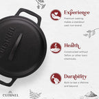 Cuisinel Cast Iron Dutch Oven - 5-Quart Deep Pot + Lid + Pan Scraper + Handle Cover Grips - Large Pre-Seasoned Cooker for Baking Bread, Soup, Frying - Indoor/Outdoor Kitchen, Camping, Fire, BBQ Safe