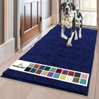 Muddy Mat® Shown on TV – Super Absorbent Microfiber Dog Door Mat for Muddy Paws, Non-Slip Washable Pet Rug, Quick Dry Chenille Entryway Carpet, Machine Washable Indoor Outdoor mat, Navy Blue 59"x35"