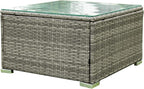 4-Piece Patio Furniture Outdoor Sofa Set, Wicker Sectional Loveseat Couch with Large Storage Box and Glass Table, for Garden Backyard Porch, 1, Gray