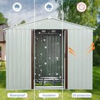 Favfurish 6 x 5 FT Outdoor Storage Shed Heavy Duty Metal-Shed with Punched Vents, Sliding Doors & Padlock,Large Waterproof Tool Sheds for Garden,Backyard,Lawn,Easy Assembly,White