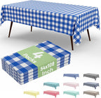 4 Packs Buffalo Disposable Table Cloth, 54 x 108 Inch Waterproof Plastic Tablecloth, Rectangle Blue and White Checkered Table Covers for Picnic, Birthday, Party, Back to School