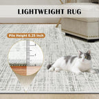 4x6 Washable Area Rug for Living Room Bedroom: Non-Slip Modern White Gray | Machine Washable TPR Backing, Stain-Resistant Low Pile, Pet & Kid Friendly, Abstract Decor for Dining Room, Dorm, Home Office
