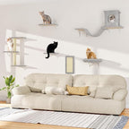 6-in-1 Cat Wall Shelves, Wall Mounted Cat Climber with Condo House, Scratching Post, Bridge Ladder, Space-Saving Indoor Play Furniture for Kittens, Grey