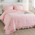 Andency Pink California King Comforter Set, 3 Pieces Cal King Light Pink Ruffle Comforter, Lightweight Soft Oversized Farmhouse Shabby Chic Microfiber Bedding Set (104x96Inch)