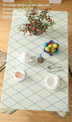 ISAENNE Designer Linen Floral Long Tablecloth Rectangle,Light Green Farmhouse Durable Table Cloth,Washable Decor Tablecloths for Dining Kitchen Thanksgiving Christmas,63"*102"-Floralsea B