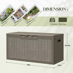 105 Gallon Deck Box Outdoor Indoor Waterproof Storage Box for Patio Furniture, Pool Accessories, Garden Tools, and Cushion Storage, Coffee
