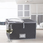 Richards Homewares Micro Fiber Deluxe Twelve Section Stemware Chest-Grey (7093)