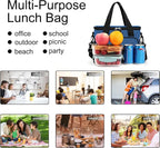 Lunch Bags for Women/Men, Insulated Lunch Bag for Work Office Picnic - Lunch Cooler Bag Leakproof Lunch Box with Adjustable Shoulder Strap - Blue