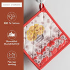 Maison d' Hermine Pot Holders 100% Cotton Potholders (8" x 8", Pack of 1) | Heat Resistant Hot Pads with Loop BBQ Cooking Baking Hotel Kitchen Handling Hot Pans Thanksgiving Christmas - Bagatelle