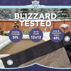 Buffalo Blizzard Supreme Plus 12 ft x 20 ft Rectangular Winter Pool Cover | Tan/Silver | Heavy Duty for Above Ground Swimming Pools | Easy Install | Cold & UV Resistant | Seasonal Debris Protection