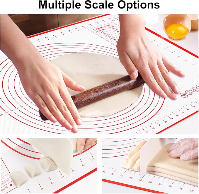 HOOMIL Silicone Baking Mat, 32"x24" | Food-Grade, BPA-free, Non-Stick,Non-Slip, Precision Measurements, Large, Easy to Store