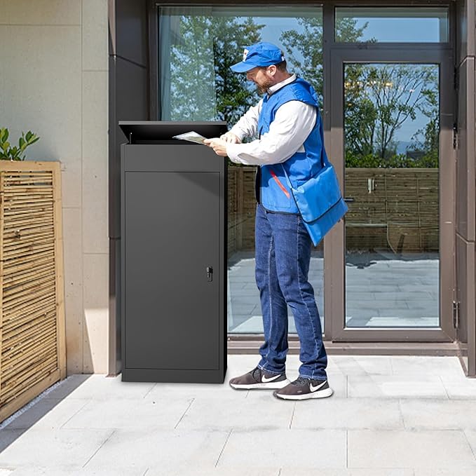 Package Delivery Boxes for Outside,Enlarged Porch Box for Packages with Coded Lock,Large Space,Waterproof,Cold-Rolled Steel Package Lock Box (19.7”x16.1”x50”)