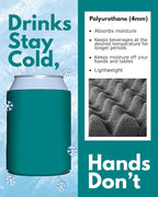 PartyPrints 25 Pack Teal Blank Can Cooler Sleeves, Customizable Bulk Insulated Foam for Beer, Collapsible Plain Drink Holder, Cold Soda Insulator, 12oz Regular, 16oz Tall Cans