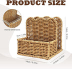 Plastic Rattan Scalloped Perimeter Napkin Holder for Table, Salt and Pepper Shakers Holder - Countertop Organizer for Rustic Room Decor (Without Salt, Pepper Shakers & Napkins) (Subdued Brown)