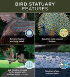 Regal Art & Gift Handcrafted Metal Rooster Statue, Weather-Resistant Farmhouse Yard Art, Indoor/Outdoor Garden Sculpture, Detailed Feather Design, Decorative Bird for Home & Garden, Verde, 14" Height