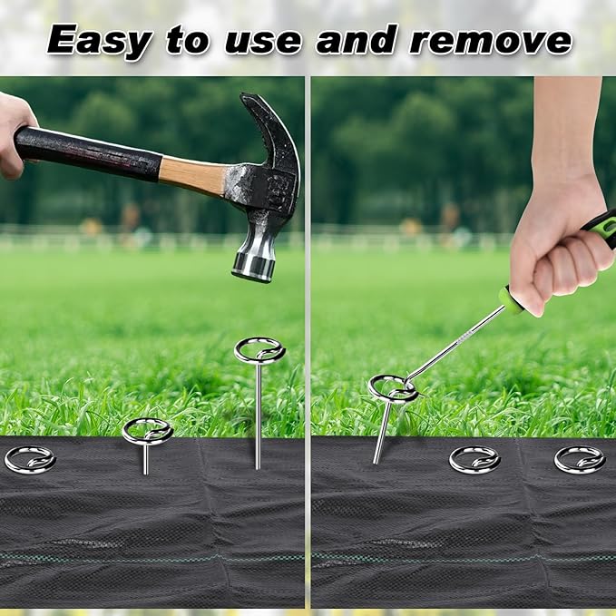FEED GARDEN 120 Pack Landscape Staples 8 Gauge 6 Inch Galvanized Garden Stakes SOD Pins Yard Lawn Spikes for Plant Cover, Tent, Weed Barrier Fabric, Turf, Inflatable and Outdoor Decoration