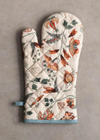 Maison d' Hermine 100% Cotton Oven Mitt & Pot Holder Set (7.5"x13" & 8"x8") | Heat Resistant BBQ Cooking Gloves with Loop Baking Grilling Kitchen Hotel Home Farmhouse Thanksgiving Christmas - Dalida