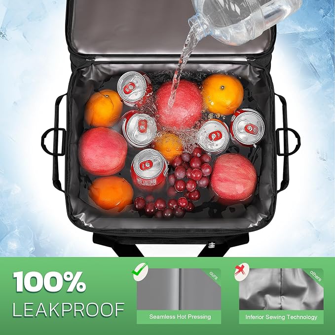 MIYCOO Cooler Bag with Expandable Double Deck, 60 Can Leakproof Cooler | Insulated Portable Soft Lunch Cooler, Extra Large Ice Chest Cooler for Beach, Picnic, Camping, Shopping