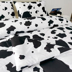 SDY 3 Pieces Milk Cow Print Stuff Bedding Comforter Set with 2 Pillowcases for Kids Teens Girls Women, Microfiber, Easy Wash, Light Breathable Cozy White Base Cute Milk Cow Pattern, Twin Size