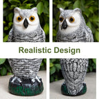 OFFO Bird Scare Devices Plastic Owl Scarecrow for Halloween Decorations Outdoor Garden, Yard, Pool Decoration, 8.3 in Height, Snow Owl
