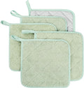 100% Cotton Kitchen Everyday Basic Terry Pot Holder Heat Resistant Coaster Potholder for Cooking and Baking Set of 5 Mint Green