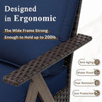 Outdoor Wicker Patio Chairs Set of 2, PE Rattan Patio Dining Chairs with Metal Frame and Deep Seating