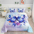 Datura home Kids Comforter Set Butterfly Printed Pattern Bedding Set with 1 Comforter and 2 Pillowcases for Girls Boys Bedroom All Season(Butterfly3 Queen)
