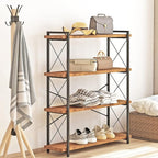 HCHQHS Bookshelf, 4-Tier Industrial Bookcase, Rustic Open Book Shelf, Freestanding Tall Bookshelves with Metal Frame
