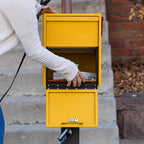 Adoorn Lockable Post Mount Mailboxes for Outside - Large Anti-Theft Locking Mailbox for Packages and Letters - Weatherproof Construction - Durable Steel - 15.5" H x 12" W x 18.5" D - Yellow