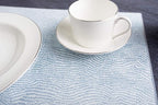Mintrico placemat for Dining Table Set of 2 Silicone Heat Resistant Non Slip (2, Blue Lines) …