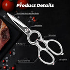 Detachable Mirror-Finish Kitchen Shears All-Steel Forged Kitchen Scissors | Upgraded Version, Heavy Duty All Stainless Steel, Ultra Sharp Micro Serrated Blade, Chef Scissors For Food Poultry Meat Pizza
