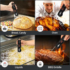 0.3s Fast Read Meat Thermometer – USB-C Rechargeable,Black | Digital instant read for BBQ, baking, and candy –no batteries needed