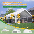 20x32 FT Heavy Duty Party Tent, White Outdoor Canopy with Removable Sidewalls & 3 Storage Bags, Waterproof Gazebo for Wedding, Camping, BBQ, and Commercial Events
