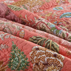 NEWLAKE Cotton Patchwork Bedspread, 3-Piece Bedding Quilt Set with Real Stitched Embroidery, Reversible Matelasse Bed Coverlet Set,Bohemian Floral,California King Size