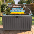 Outdoor Storage Box, 60 Gallon Waterproof Deck Box, Lockable Storage Container, Built-in Reinforcing Metal Rod Outside Resin Bin for Patio, Garden, Poolside and Garage