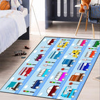 Car Rug Car Play Mat Kids Rugs for Playroom Car Rug Play Mat Rugs for Boys Bedroom Car Carpet for Kids Play Rug for Cars and Trucks Car Rug for Boys Room,Light Blue 2'5''×4'