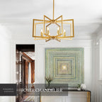Modern Farmhouse Gold Chandeliers for Dining Room, 8-Light Industrial Metal Chandeliers Geometric Pendant Lights Kitchen Island for Entryway Stairway Foyer Hallway