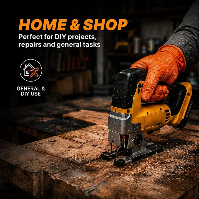 TitanFlex Heavy Duty Industrial Orange Nitrile Gloves, 8-mil, Gloves Disposable Latex Free with Raised Diamond Texture Grip, Powder Free, Rubber Glove, Mechanic Gloves,100-ct Box (Small)