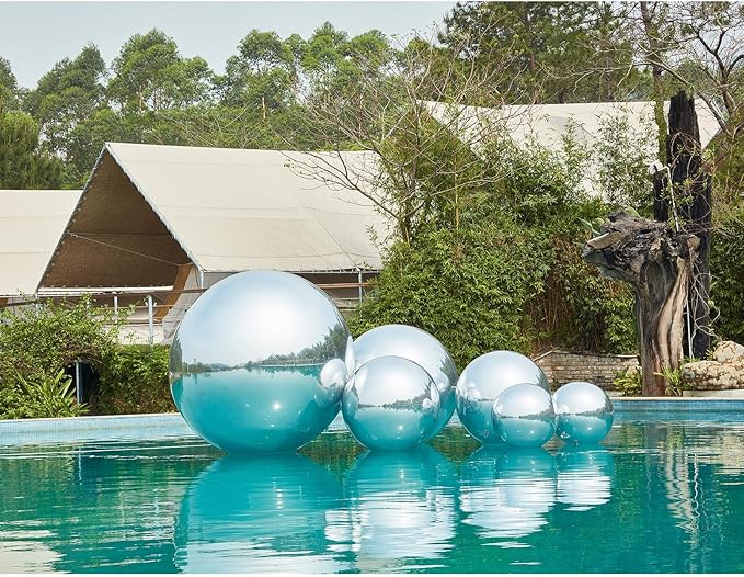 Generic Big Shiny Balls Giant Inflatable Mirror Balls for Events & Decor - Party, Advertising, Shows, Stage Decoration - Hanging & Standing-Various Sizes & Colors - Silver (2.0m/6.56ft)