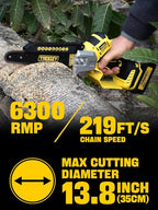Cordless Pole Saw, 8-INCH 2-IN-1 Chainsaw with 21V 4.0Ah Battery Powered, Electric Tree Trimmer with 9FT Telescopic Pole, 180°Angle for Tree Branches Pruning & Wood Cutting, Battery Included