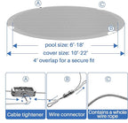 ECOOPTS 8 ft Round Pool Cover for Above Ground Pools, Swimming Pool Cover Protector Winter Safety Cover (Light Grey)