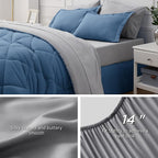 Bedsure Blue California King Comforter Set - 7 Pieces Reversible Bed Set Bed in a Bag California King with Comforters, Sheets, Pillowcases & Shams, California King Bedding Sets