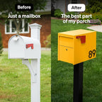 Adoorn Lockable Post Mount Mailboxes for Outside - Large Anti-Theft Locking Mailbox for Packages and Letters - Weatherproof Construction - Durable Steel - 15.5" H x 12" W x 18.5" D - Yellow