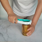 Otstar Jar Opener Bottle Opener and Can Opener for Weak hands, Seniors with Arthritis and Anyone with Low Strength, Mutil Jar Opener Get Lids Off Easily (White and Cyan)