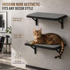 Cat Wall Shelf Window Perch, Cats Bed Hammock with Scratching Pad, Cat Shelf for Climbing Sleeping Playing,Black Furniture for Indoor Large Cats