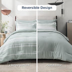 Bedsure Bed in a Bag Twin Size 5 Pieces, Sage Green White Striped Bedding Comforter Sets All Season Bed Set with 1 Pillow Sham, Flat Sheet, Fitted Sheet and 1 Pillowcase